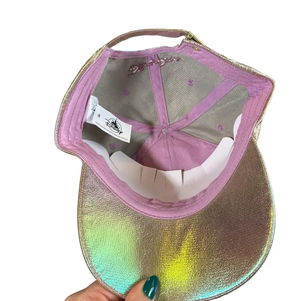 Disney NEW Earidescent Iridescent Mickey Embroidered Baseball Cap Hat Pink OS